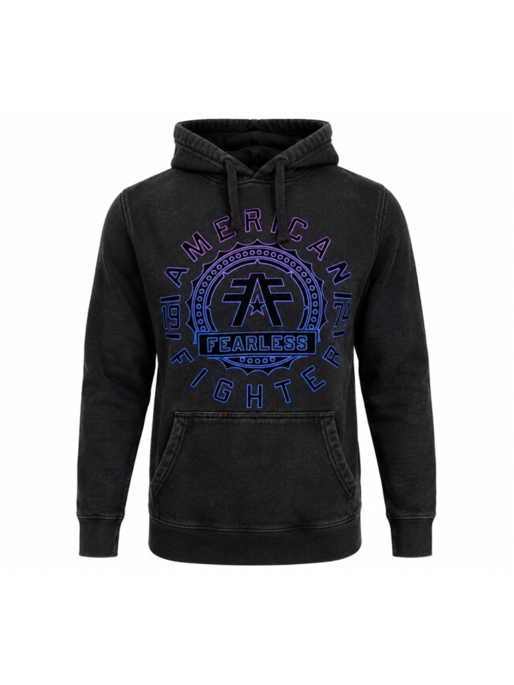 American Fighter Fearless Pullover Hoodie Black Graphic Sweatshirt Size S Ombre
